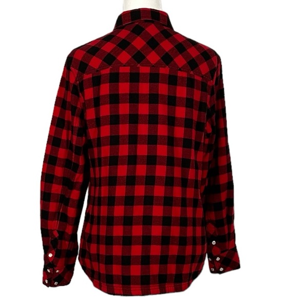 BC Clothing Plaid Black & Red Button Down Fannel Top - Size Large - Picture 3 of 9
